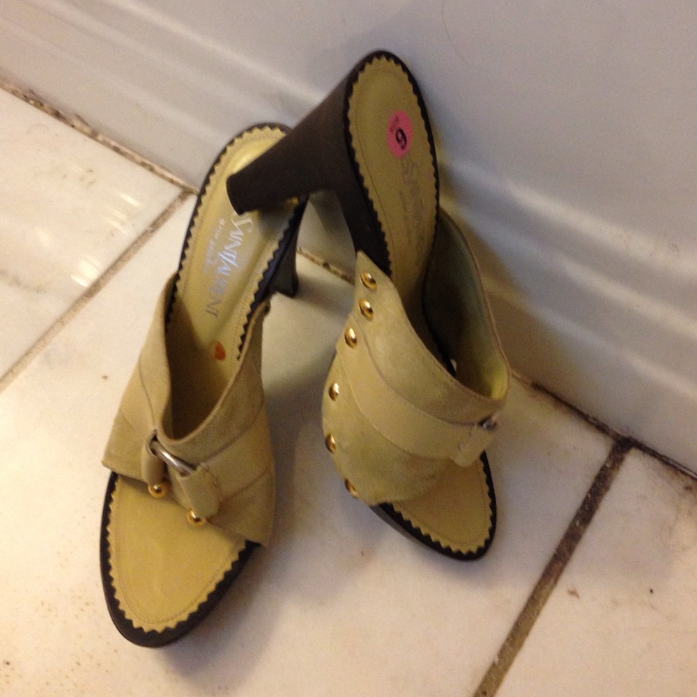 Yves Saint Laurent Beige and Black Heels